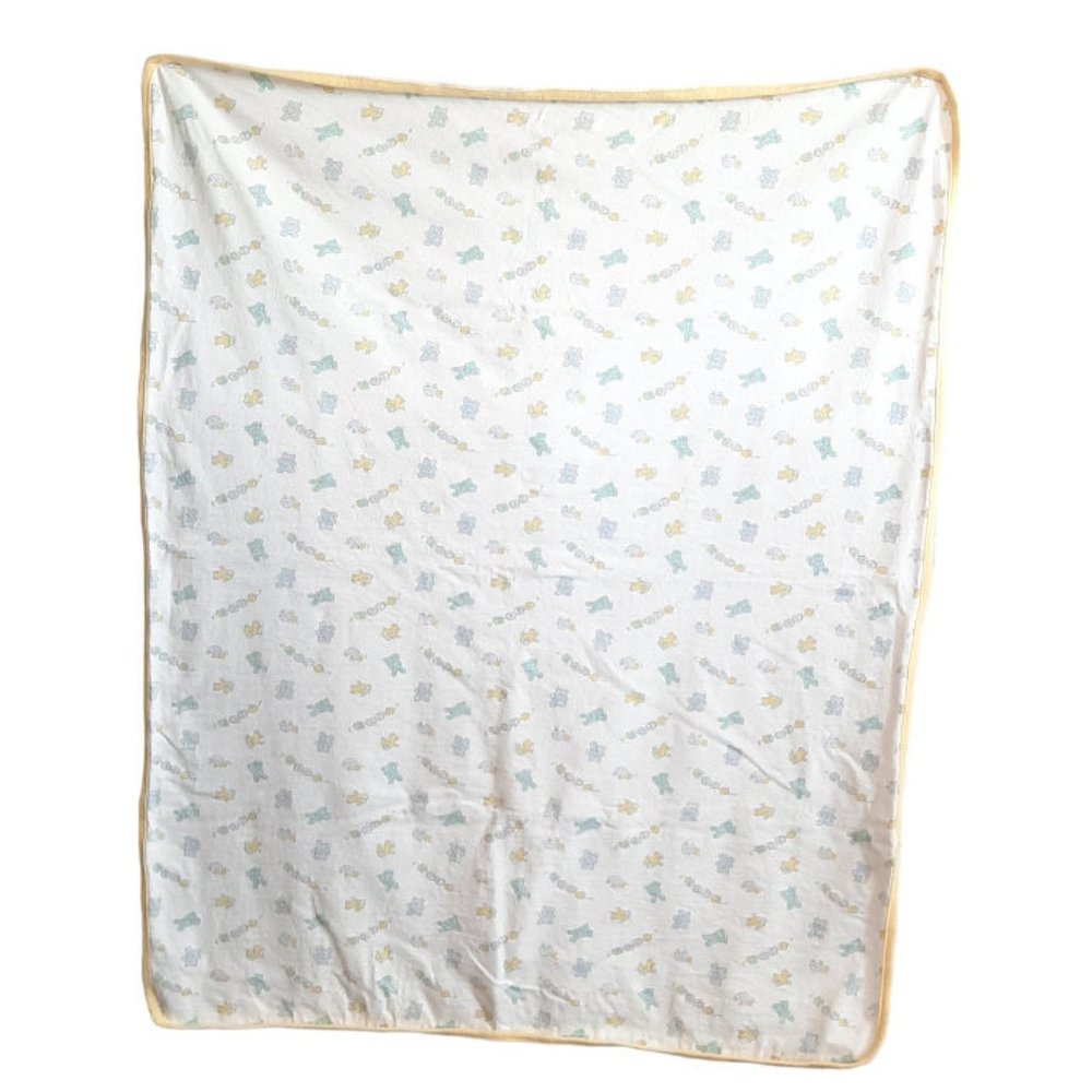 Vintage Honors Baby Bunny Bear Turtle Chick Swaddle Receiving Blanket 36" X 28"